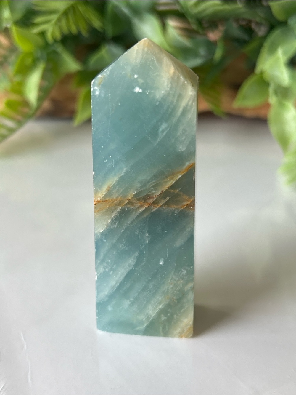 💎 Blue Onyx Crystal Point Home Accent 2.75” H